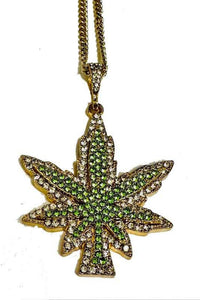 Full Rhinestone leaf Pendant long Necklace