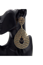 Load image into Gallery viewer, METAL WITH CRYSTAL TEARDROP DANGLE EARRING