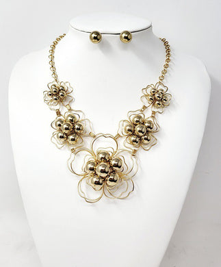 Necklace Set Wire Flower with Round Ball