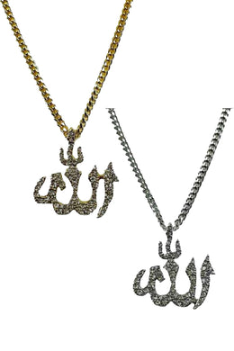 ALLAH SIMBOL RHINESTONE PENDANT NECKLACE