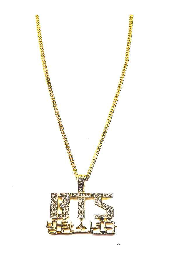 BTS RHINESTONE PENDANT NECKLACE