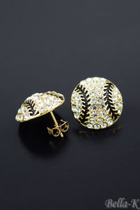 Crystal studded baseball earrings