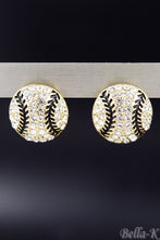 Load image into Gallery viewer, Crystal studded baseball earrings
