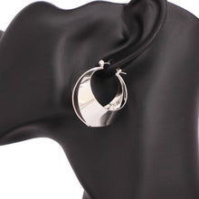 Load image into Gallery viewer, Two Metal Tangent In A Circle Hoop Earrings