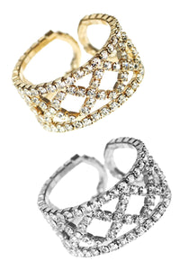 Rhinestone Pattern Wire Ring