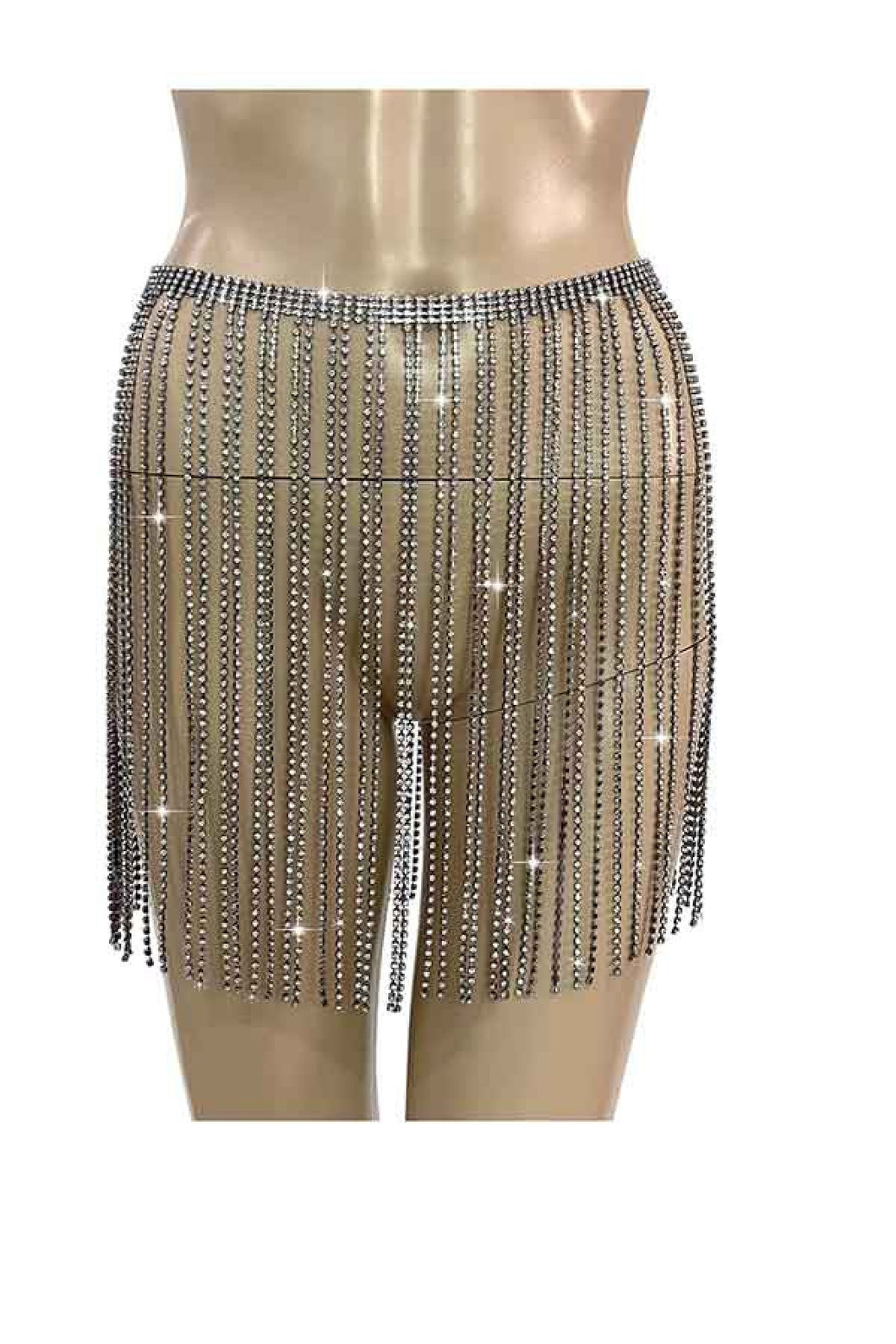 FULL RHINESTONE FRINGE SKIRT BELT