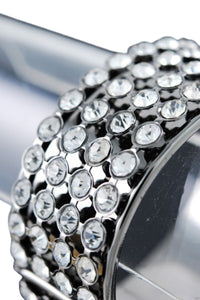 Crystal studded metal cuff bracelet