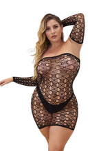 Load image into Gallery viewer, QUEEN SIZE SEXY FISHNET TUBE DRESS WITH GLOVES