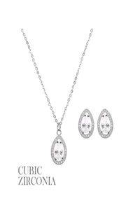 CUBIC ZIRCONIA PENDANT NECKLACE SET