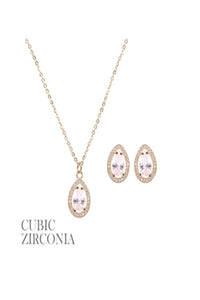 CUBIC ZIRCONIA PENDANT NECKLACE SET