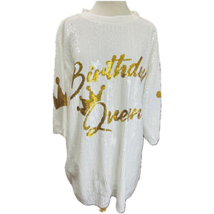 Happy Birthday Queen Sequins Short Sleeve Dress