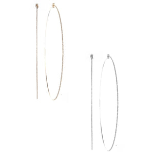 Rhinestone 1.5mm Crystal Wire Hoop Earrings
