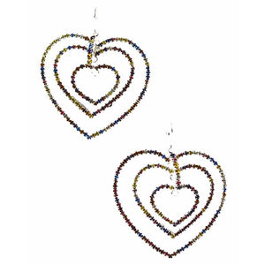 Crystal Multi Heart Shape Dangle  Earrings