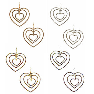 Crystal Multi Heart Shape Dangle  Earrings