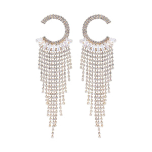 Shape Baguette Fringe Post Back Earrings