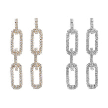 Load image into Gallery viewer, Rhinestone Rectangle Link Earrings