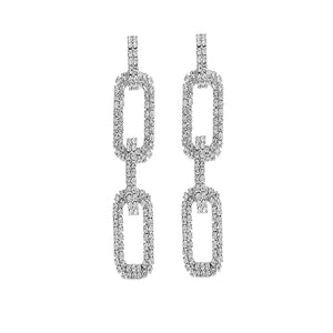Rhinestone Rectangle Link Earrings