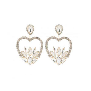 Rhinestone Marquise Heart Earrings