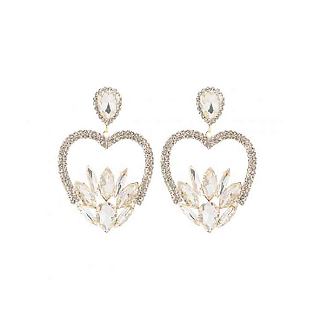 Rhinestone Marquise Heart Earrings