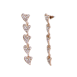 Crystal Heart Drop Post Back Earrings