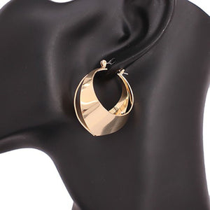 Two Metal Tangent In A Circle Hoop Earrings