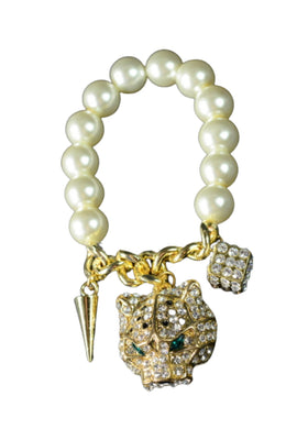 Tiger Face Bracelet with Pearl