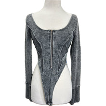 Load image into Gallery viewer, Washed Zipper Front Long Sleeve Bodysuits