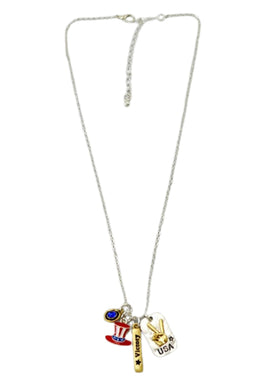 PATRIOTIC VICTORY USA CHARM NECKLACE