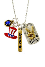 Load image into Gallery viewer, PATRIOTIC VICTORY USA CHARM NECKLACE