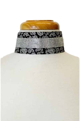 Stylish Crystal Accent Pattern Choker Necklace