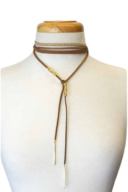 THIN STUDDED CHOKER AND WRAP CHOKER NECKLACE SET