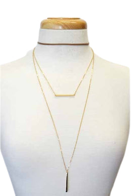 MINI BAR PENDANT LAYERED CHOKER NECKLACE