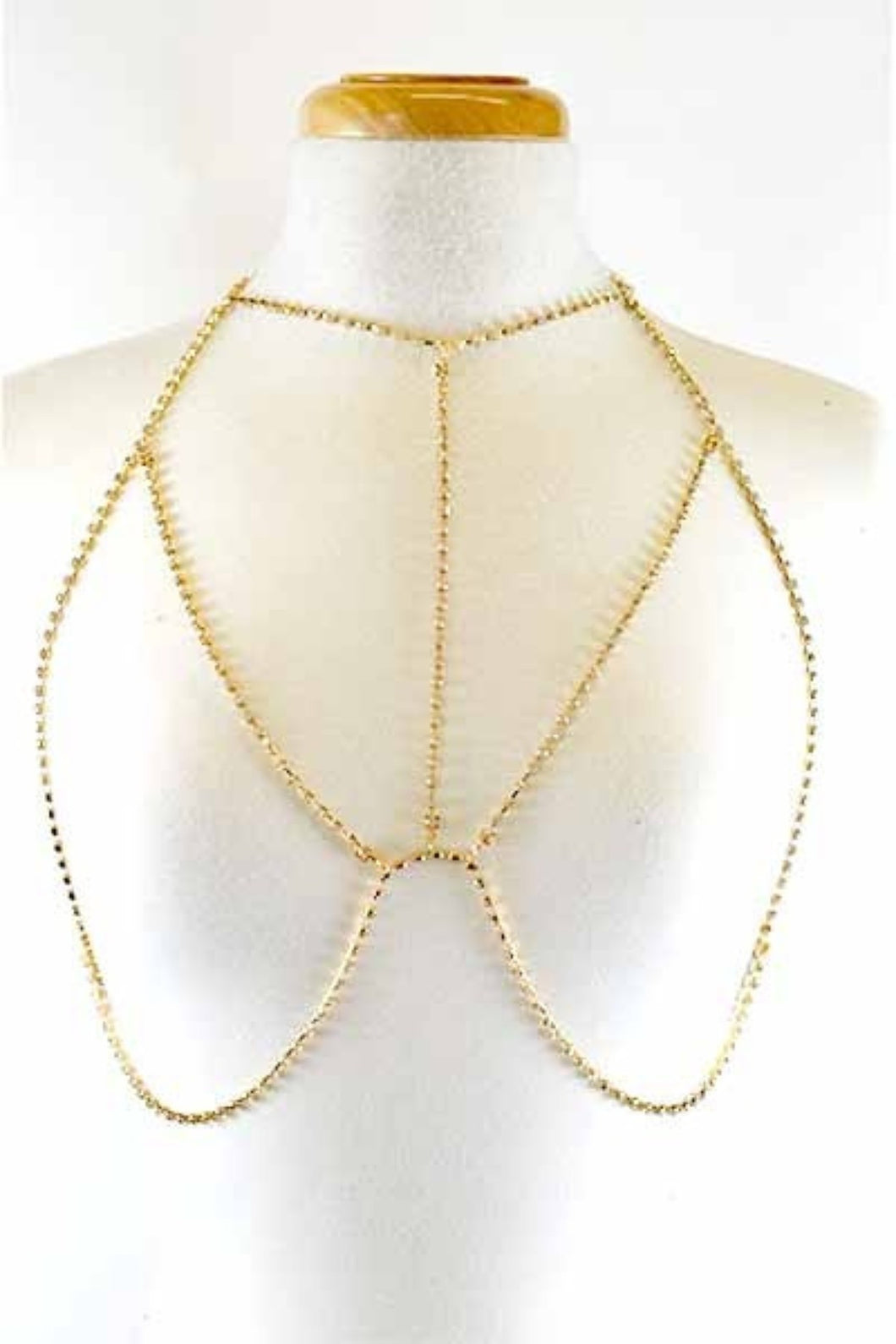 CRYSTAL LINED CHAIN LINK CHOKER BRA CHAIN