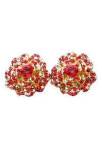 Jeweled crystal flower earrings
