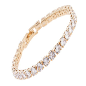 Rhinestone Square CZ 2 Line Cuff Bracelet