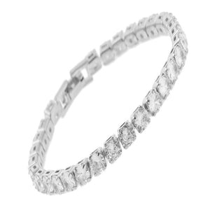 Rhinestone Square CZ 2 Line Cuff Bracelet