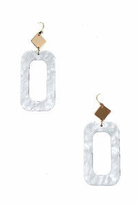 Plastic rectangular shaped drop earring