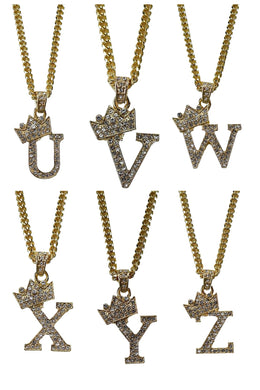 CROWN INITIAL PENDANT NECKLACE