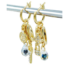 Load image into Gallery viewer, Studded key &amp; lock drop earrings