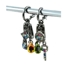Load image into Gallery viewer, Studded key &amp; lock drop earrings
