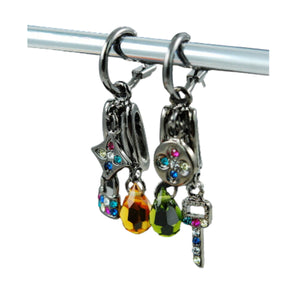 Studded key & lock drop earrings