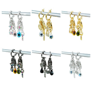 Studded key & lock drop earrings