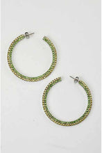 Load image into Gallery viewer, CRYSTAL TOW TONE STUDDED HOOP EARRINGS