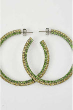 Load image into Gallery viewer, CRYSTAL TOW TONE STUDDED HOOP EARRINGS
