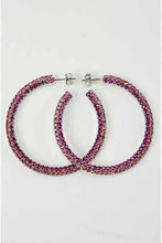 Load image into Gallery viewer, CRYSTAL TOW TONE STUDDED HOOP EARRINGS