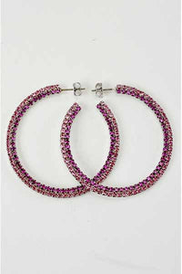 CRYSTAL TOW TONE STUDDED HOOP EARRINGS