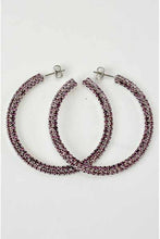 Load image into Gallery viewer, CRYSTAL TOW TONE STUDDED HOOP EARRINGS