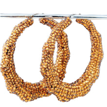 Load image into Gallery viewer, Studded Bamboo Hoop Earrings Medium