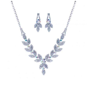 RHINESTONE MARQUISE ROUND SHAPE NECKLACE SET