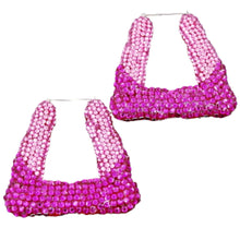 Load image into Gallery viewer, Studded Two Tone Color Triangle Bamboo Earrings